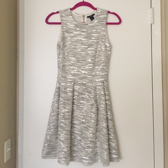 H&M size 4 silver & white sequin dress