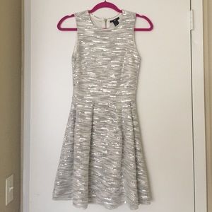 H&M size 4 silver & white sequin dress