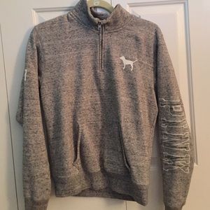 GRAY PINK VICTORIAS SECRET HALF ZIP UP