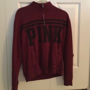 DARK RED HALF ZIP UP PINK VICTORIAS SECRETS