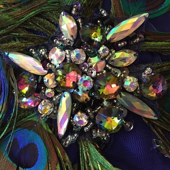 Cobalt Blue Peacock Dress / Pageant Gown ~ Size 2 - Picture 4 of 4