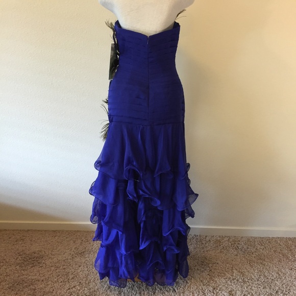Cobalt Blue Peacock Dress / Pageant Gown ~ Size 2 - Picture 3 of 4