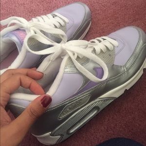 Gray and purple Nike air max 90