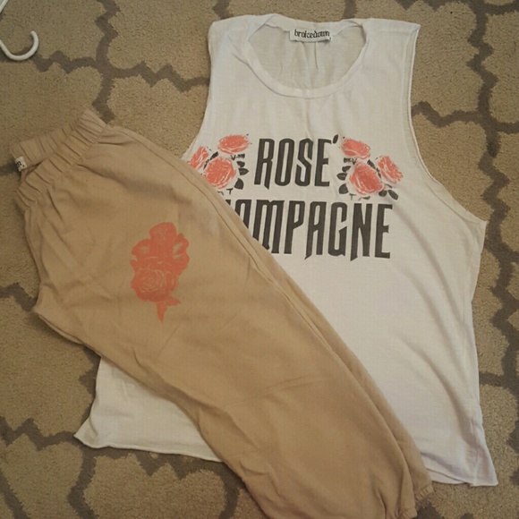 Womens brokedown clothing top and crop sweats