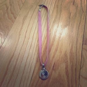 L charm on velvet chain