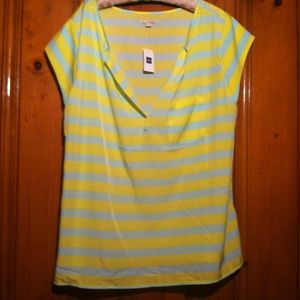 Gap XL shirt NWT-yellow and blue striped