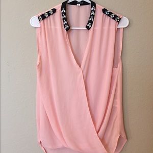 FINAL PRICE Soft pink jeweled sleeveless button up