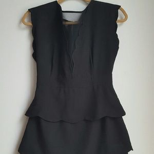 Cut Out Scalloped Black Cocktail Dress