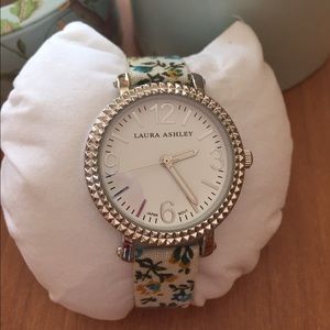 Laura Ashley Ladies Blue Floral Band Watch