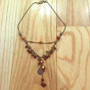 Brown and gold layered necklace