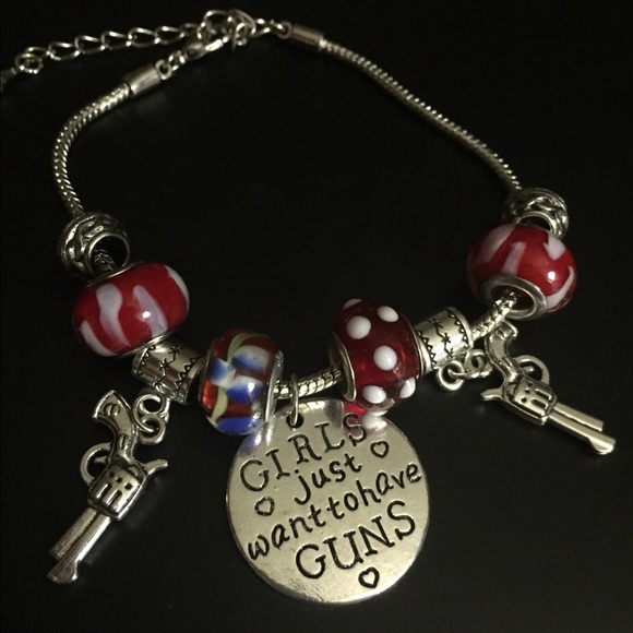 💯😍🆕"Girls just want to have guns" Bracelet‼️