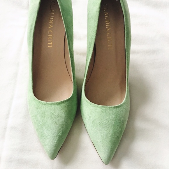 Claudia Ciuti Mint Green Suede Heels