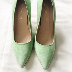 Claudia Ciuti Mint Green Suede Heels
