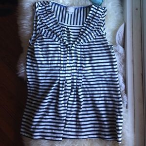 Striped tank with embroidery detail