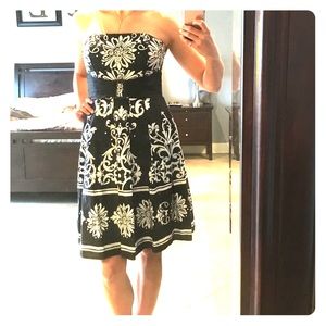 White House Black Market floral strapless dress