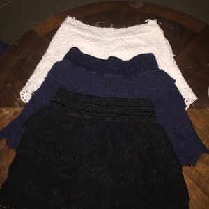 Bundle of 3 pairs of lace shorts.