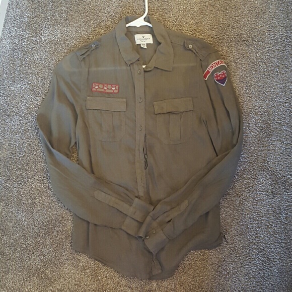 Womens army look patched american eagle top - Picture 1 of 1