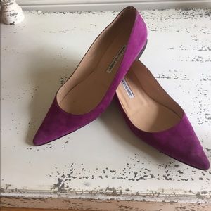 Manolo Blahnik Suede Flat Radiant Orchid