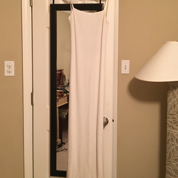 Off white full length evening gown.