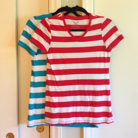 2 faded glory striped tops like new (4-6)
