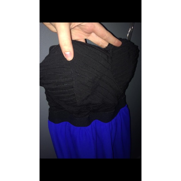 Royal Blue Sheer High-Low Dress