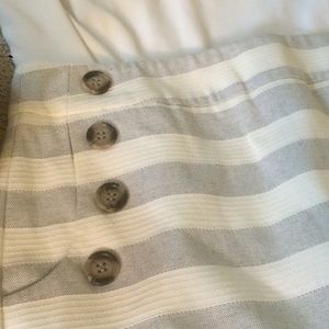 NWT Loft button grey white stripe skirt
