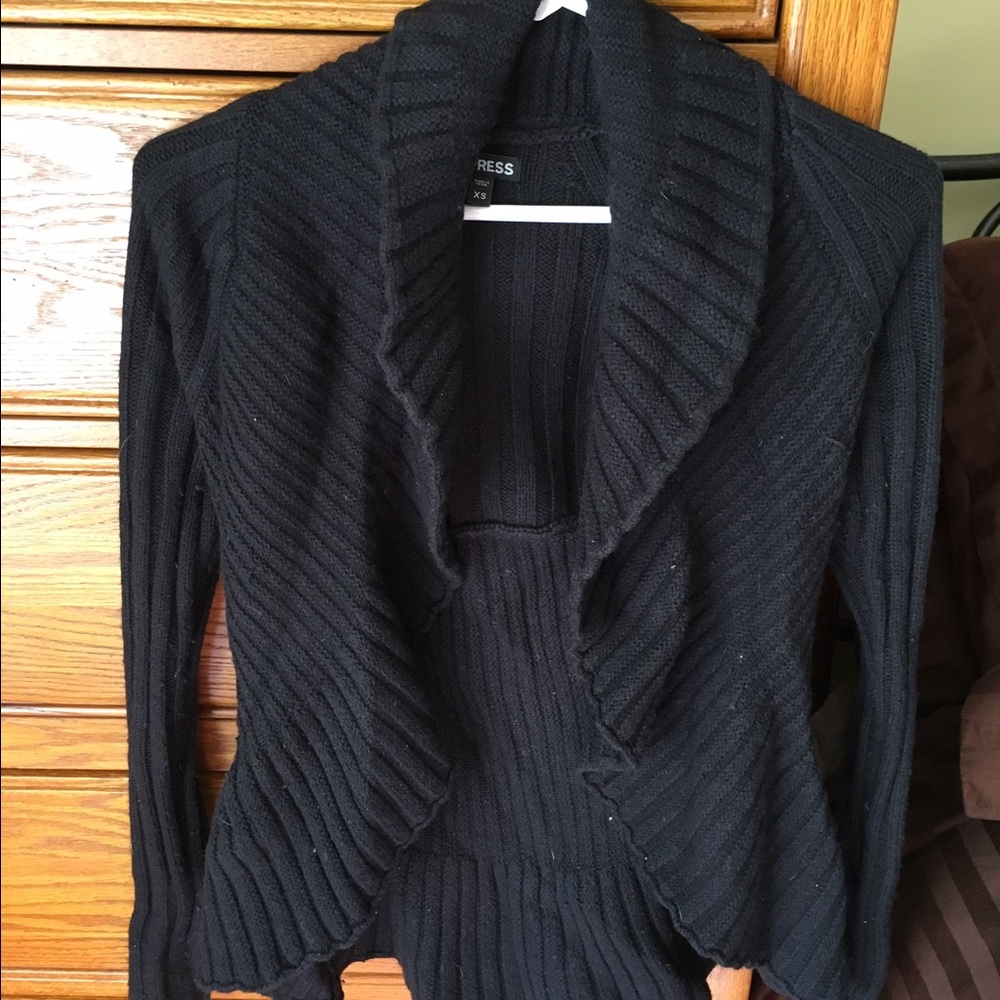 Black open sweater