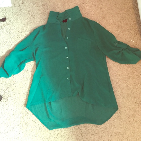 Sheer  dark green blouse