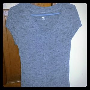 Gray short sleeve v-neck