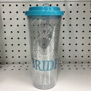 Clear and teal bride rhinestone cup