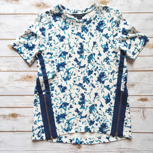 MOVING SALE‼️French Connection Floral Zipper Top - Picture 2 of 4