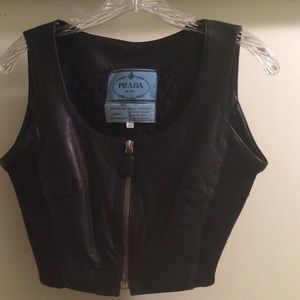 Prada leather black vest