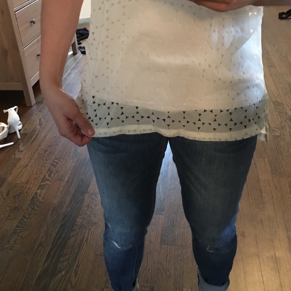 Off- White Sheer Patterned Tank - Picture 3 of 3