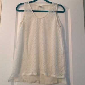 Off- White Sheer Patterned Tank