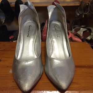 Silver metallic heels