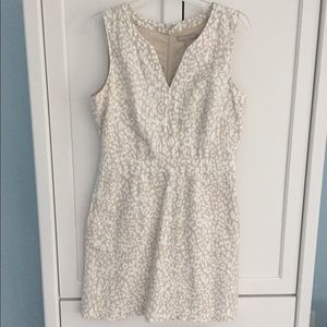 Banana Republic tan and white linen dress