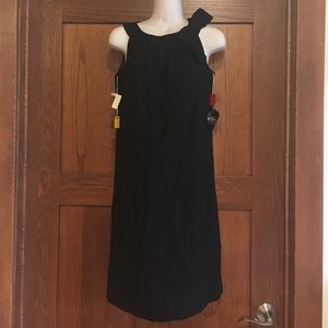 NWT vintage black dress with bow on shoulder