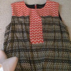 Orange and grey patterned sheath dress