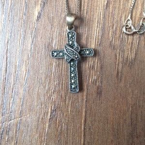 Sterling silver marcasite cross pendant