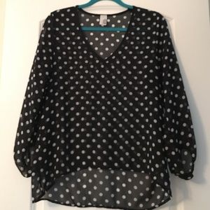 Sheet Black Polkadot Blouse