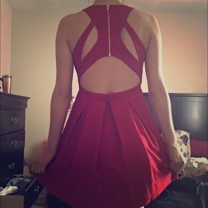 Lipstick Red Cutout Back Dress