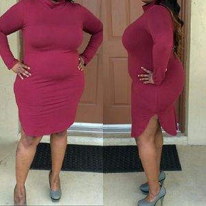 Burgandy Mock Neck Dress NWOT