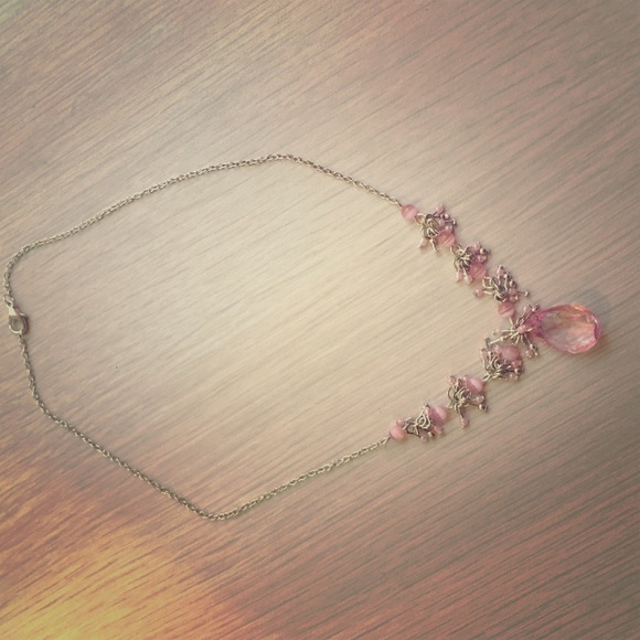 Pink crystal beaded necklace