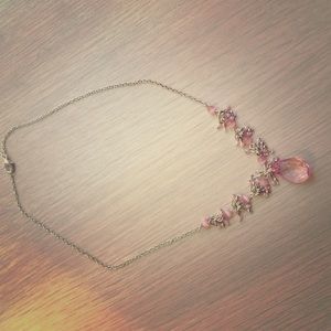 Pink crystal beaded necklace