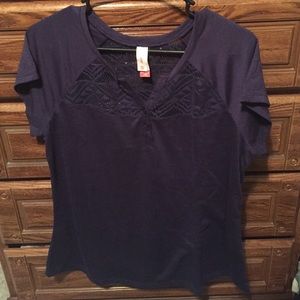 Navy shirt with lace detailing