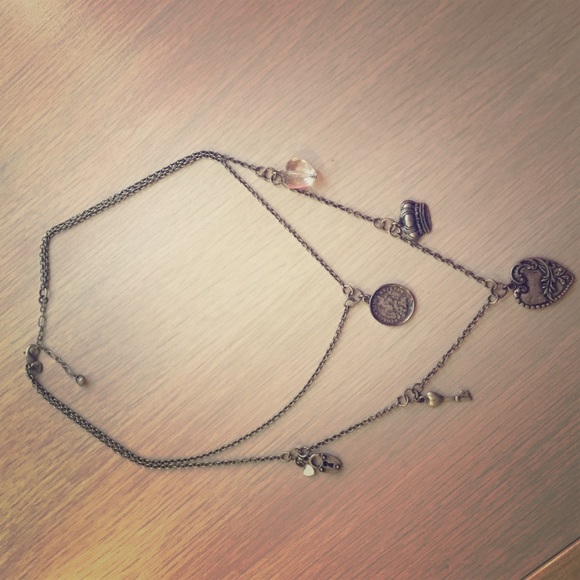Vintage layered charm necklace
