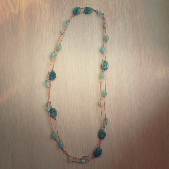 Blue and green beaded necklace