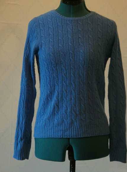 J. Crew Sweaters - J. Crew blue cable knit cashmere sweater size 6