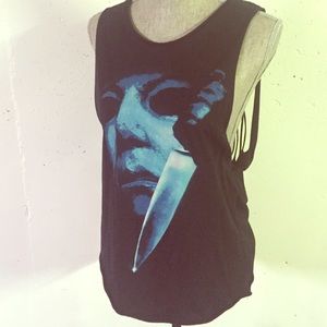 Black Shredded Muscle Tank Halloween Michael Myers