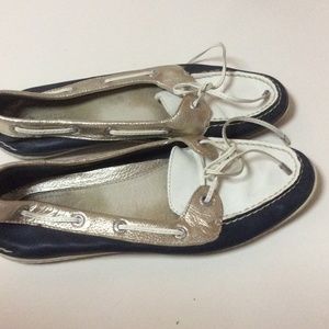 Sperry Top Siders blue and silver